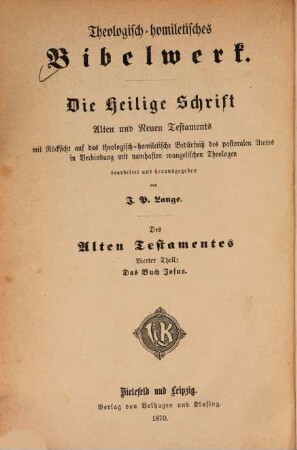 Das Buch Josua : theologisch-homiletisch bearbeitet
