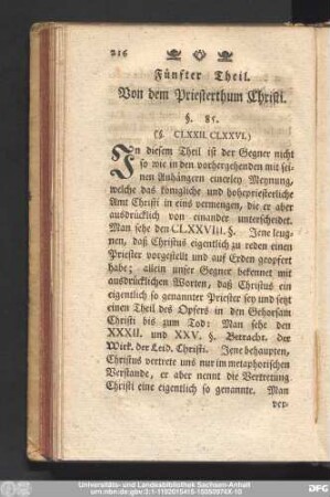 Fünfter Theil. Von dem Priesterthum Christi.