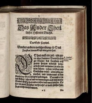 Das Erste Capittel. Von der andern verschreibung / so Doct. Faustus seinem Geist ubergeben hat.