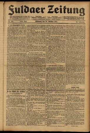Erste Ausgabe vom Mittwoch, den 29. Oktober 1913.