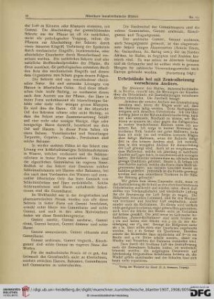 Uebelstände bei mit Zentralheizung versehenen Ateliers