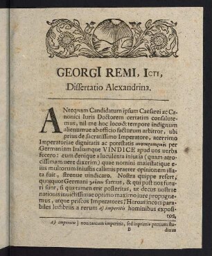 9-44, Georgi Remi, Icti, Dissertatio Alexandrina.