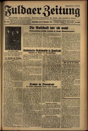 Ausgabe vom Donnerstag, den 18. November 1937.