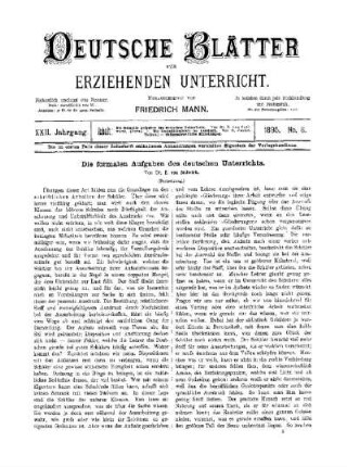 Die formalen Aufgaben des deutschen Unterrichts : (Fortsetzung)