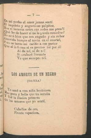 Los amores de un negro : (Danza)