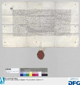Georius, Abt des Benediktinerklosters St. Egidien in Nürnberg, stellt ein Vidimus aus von dem Mittebrief des Erzbischofs Engelbert von Koeln d.d. 20. September 1366 zur Urkunde Karls IV. d.d. 5. April 1355.