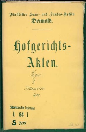 Seger, Nolte gegen Hermann Lillemeier zu Oerlinghausen - Schuldforderung