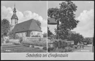 Schönfeld. bei Großenhain, Kirche und Dorfstraße