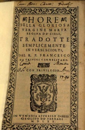 Hore della gloriosa vergine Maria