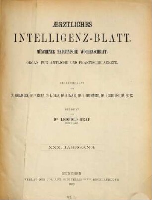 Ärztliches Intelligenzblatt : Organ für Bayerns staatliche und öffentliche Heilkunde. 30. 1883