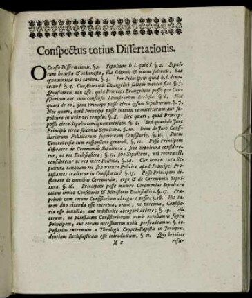 Conspectus totius Dissertationis.
