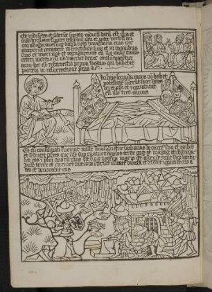 Johannes, Gericht, erste Auferstehung (Apc. XX, 4); Entfesselung des Drachens, der letzte Kampf (Apc. XX, 7-9).