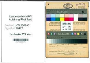 Entnazifizierung Wilhelm Schlieske, geb. 10.12.1887 (Einzelhaendler)