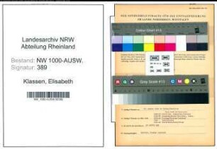 Entnazifizierung Elisabeth Klassen, geb. 17.08.1901 (Hausgehilfin)