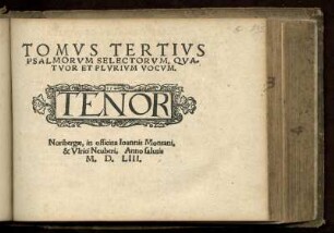 Tomus tertius psalmorum selectorum ... Tenor