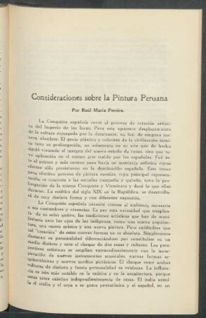 Consideraciones sobre la pintura peruana