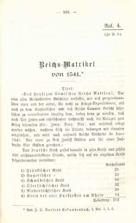 Anl. 4. Reichs-Matrikel von 1541.