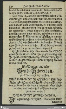 Das Hundert und achte Send-Schreiben