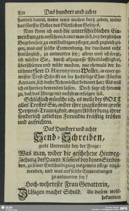 Das Hundert und achte Send-Schreiben