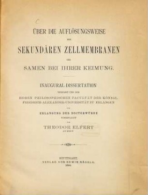 Über die Auflösungsweise der sekundären Zellmembranen der Samen bei ihrer Keimung