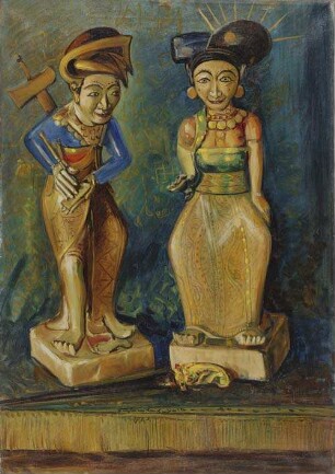 Aus Holz geschnitzte Figuren, 60 cm hoch