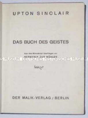 Das Buch des Geistes von Upton Sinclair