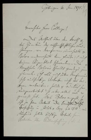 Nr. 6 Brief von Ludwig Weiland an Edward Schröder. Göttingen, 10.1.1891