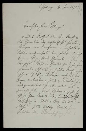 Nr. 6 Brief von Ludwig Weiland an Edward Schröder. Göttingen, 10.1.1891