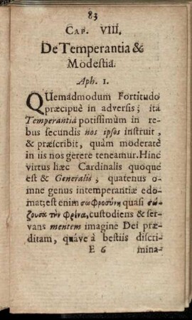 Cap. VIII. De Temperantia & Modestia.