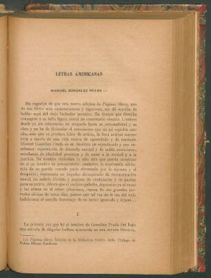Letras americanas : Manuel González Prada