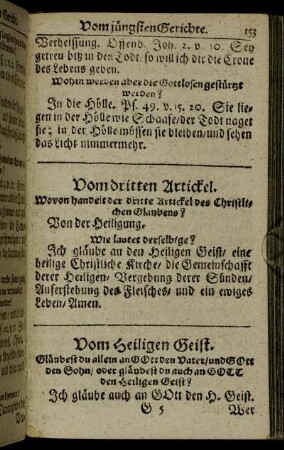 Vom dritten Artickel. Wovon handelt der dritte Artickel des Christlichen Glaubens?