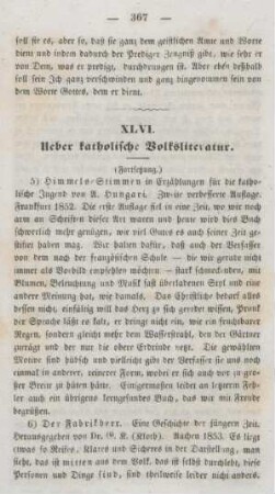 367-375 Ueber katholische Volksliteratur : Fortsetzung