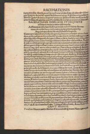 Racemationes Bebelianae Et Exquisitae observationes in carmine observandae.