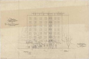 Gsaenger, Gustav; Augsburg (Bayern), Lechhauserstr. / Am Jakobertor ; Laubenhof- Wohnhochhaus - Hofseite Ost (Ansicht)
