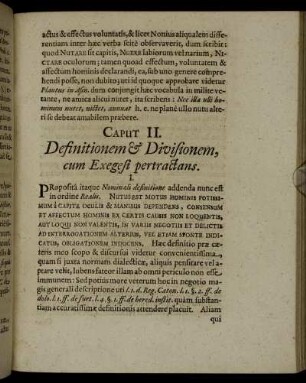 Caput II. Definitionem & Divisionem, cum Exegesi pertractans.
