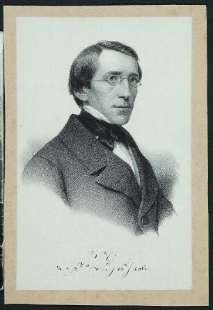 Porträt Hugo Häpe : Foto-/Bildersammlung Stenografische Sammlung. Porträt Hugo Häpe. Lithographie (um 1850). Dresden: SLUB P a 0693