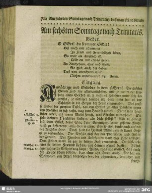 Am sechsten Sonntage nach Trinitatis
