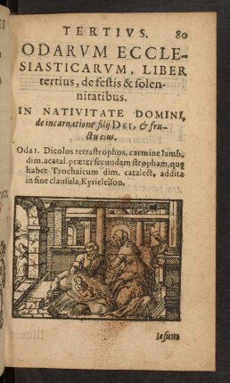 Odarum Ecclesiasticarum, Liber tertius, de festis & solennitatibus.