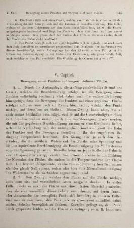 V. Capitel. Bewegung eines Punktes auf vorgeschriebener Fläche.