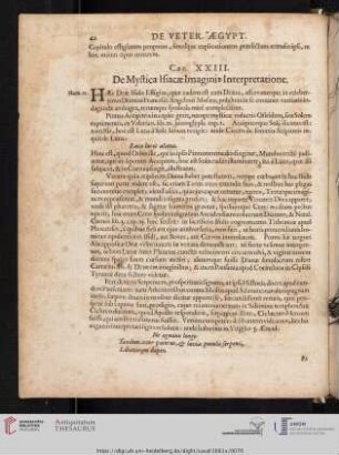 Cap. XXIII: De Mystica Isiacae Imaginis Interpretatione.