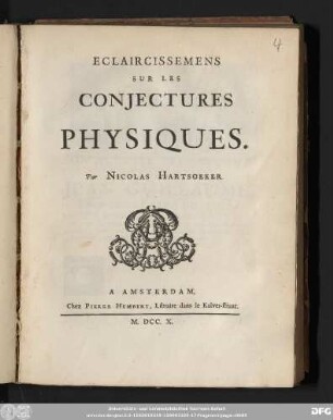 Eclaircissemens Sur Les Conjectures Physiques