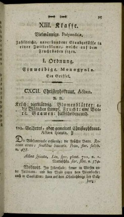 XIII. Klasse. Vielmännige. Polyandria