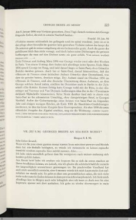 VII. Georges Briefe an Maurice Muret
