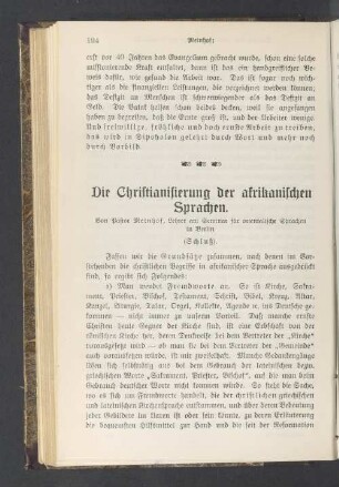 Die Christianisierung der afrikanischen Sprachen