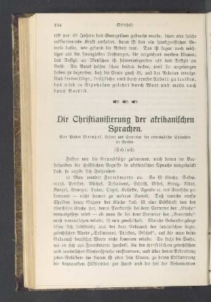 Die Christianisierung der afrikanischen Sprachen