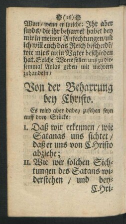 Von der Beharrung bey Christo.
