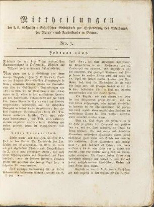 Mittheilungen. Nro. 7. Februar 1823