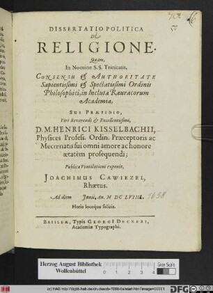 Dissertatio Politica De Religione