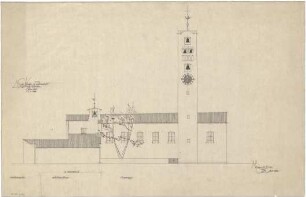 Gsaenger, Gustav; Augsburg - Pfersee (Bayern); Ev. St. Pauls Kirche - Ausführungsplan, Ostseite (Ansicht)