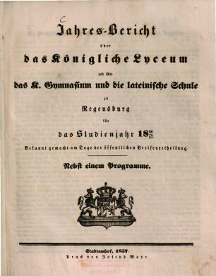 Jahres-Bericht. 1856/57 (1857)